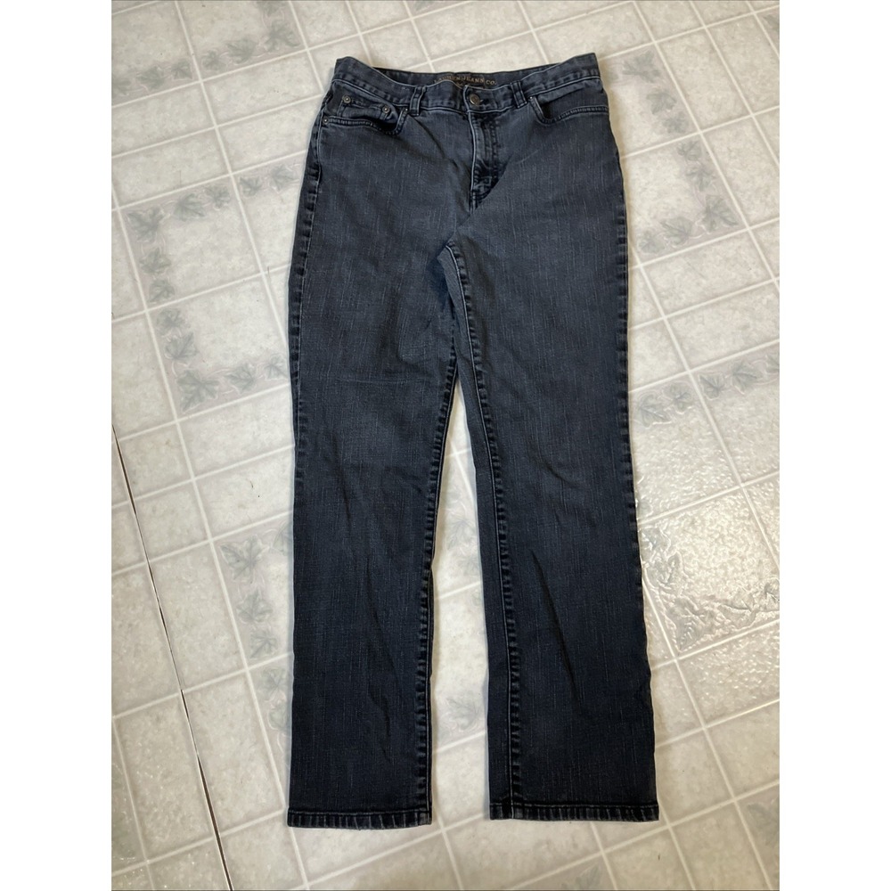 Lauren Jeans Co Womens 8 Petite Black Premier Straight Stretch Dark‎ Wash City